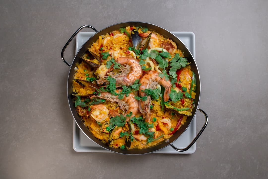 Paella on a table